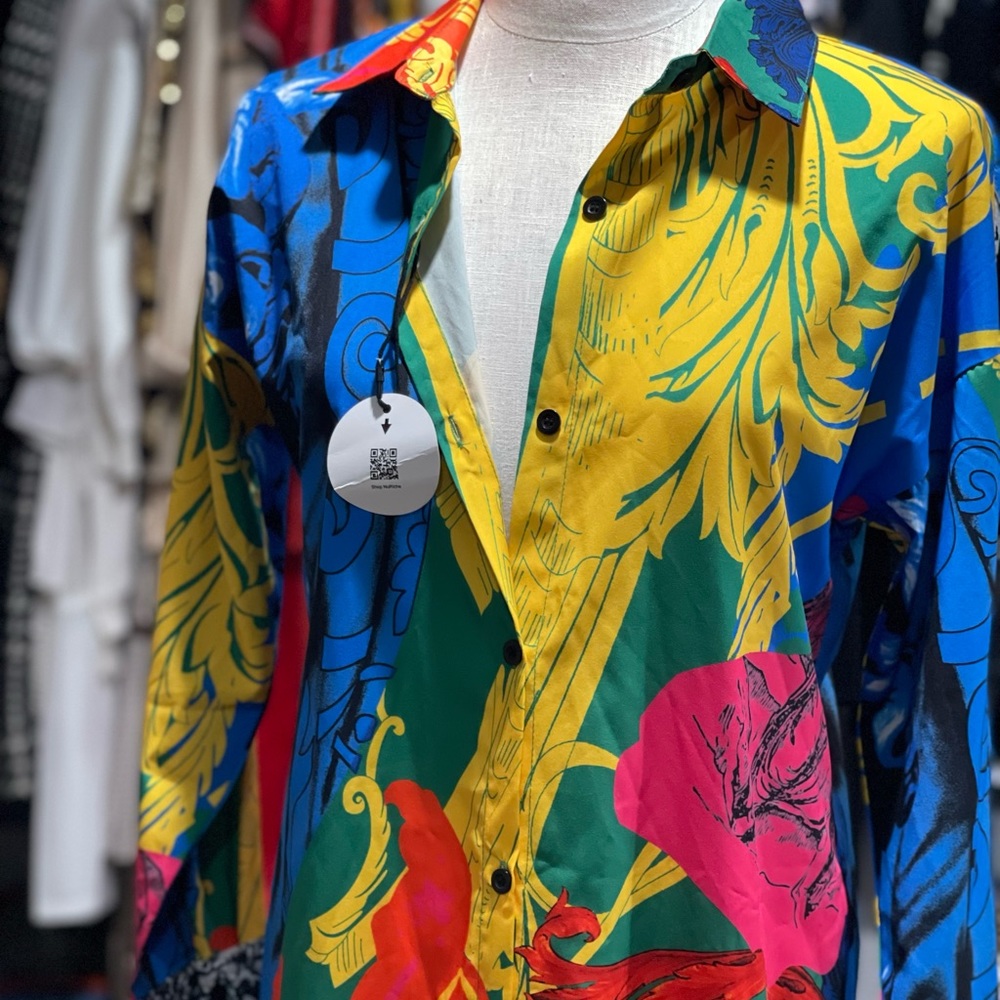 Multi-Color Midi Length Shirt Dress